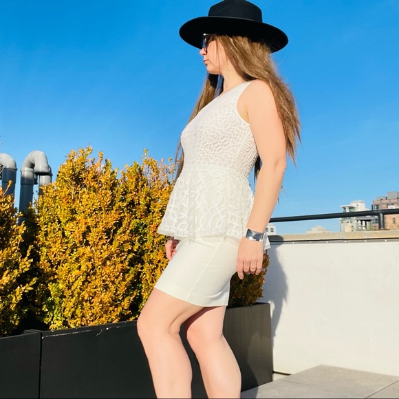 Catherine Malandrino Bodycon Dresses Peplum Sheer Sleeveless Eyelash Patchwork - Picture 11 of 15